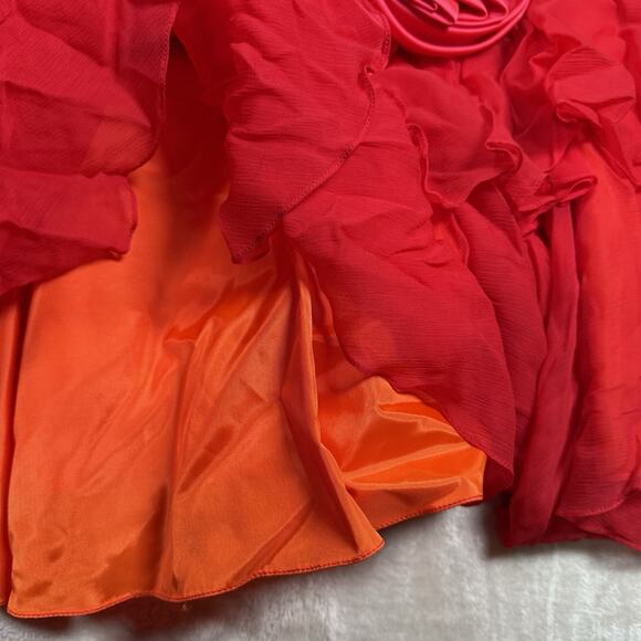 VTG Lilli Diamond Red Chiffon Ruffle Tiered Midi Dress Women's Size M 50s 60s - Picture 8 of 11